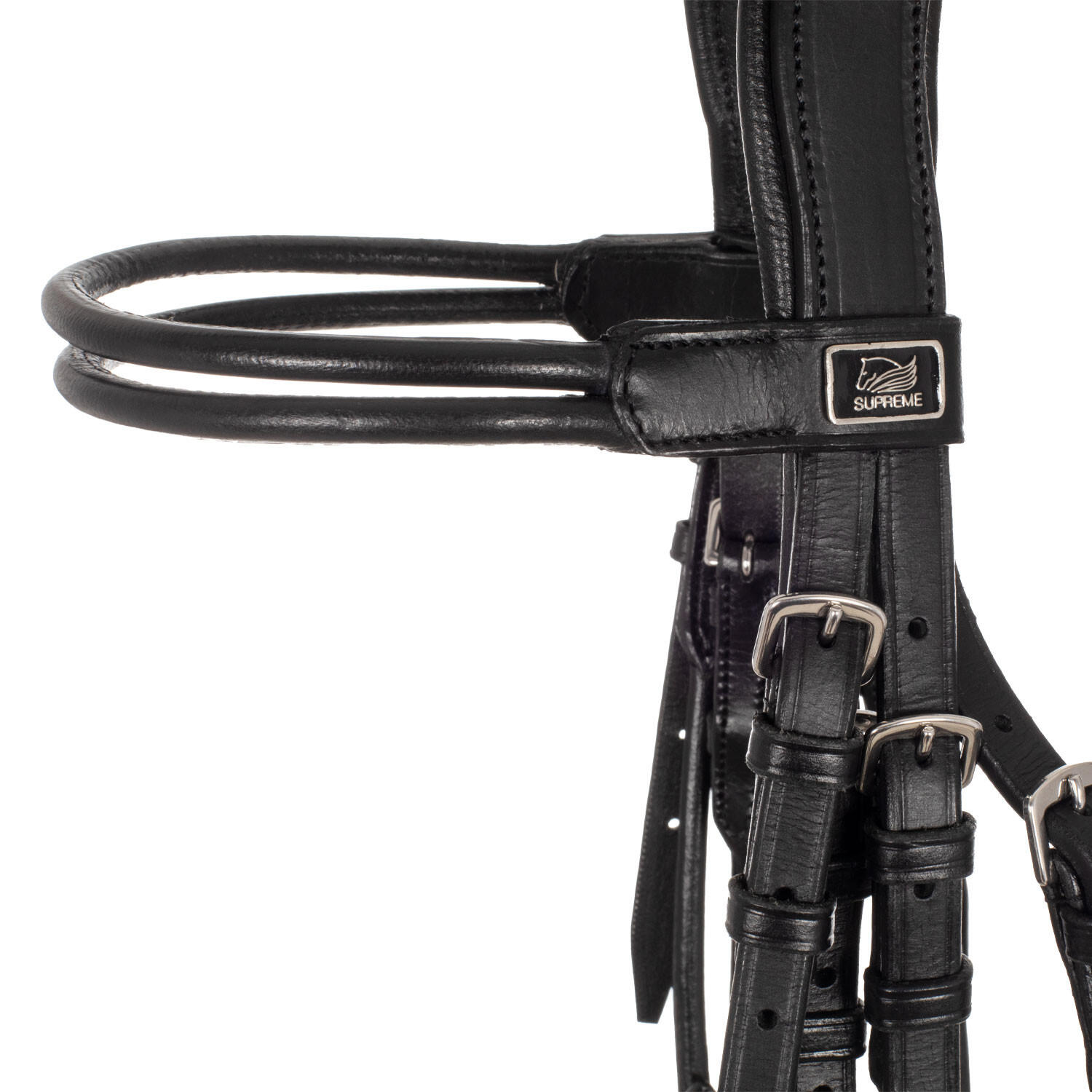 Bridon de dressage double frontal rond 4/4