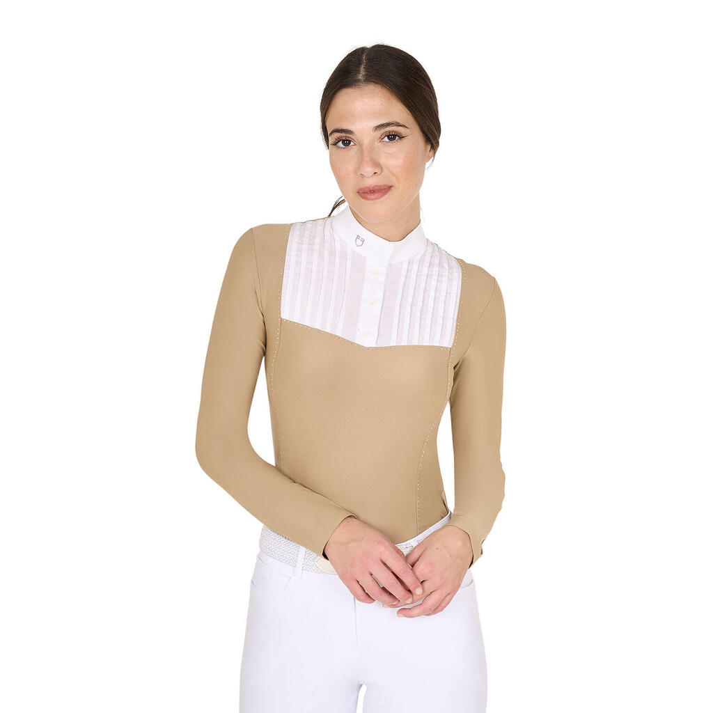 Slim fit women's competition polo shirt with rhinestones