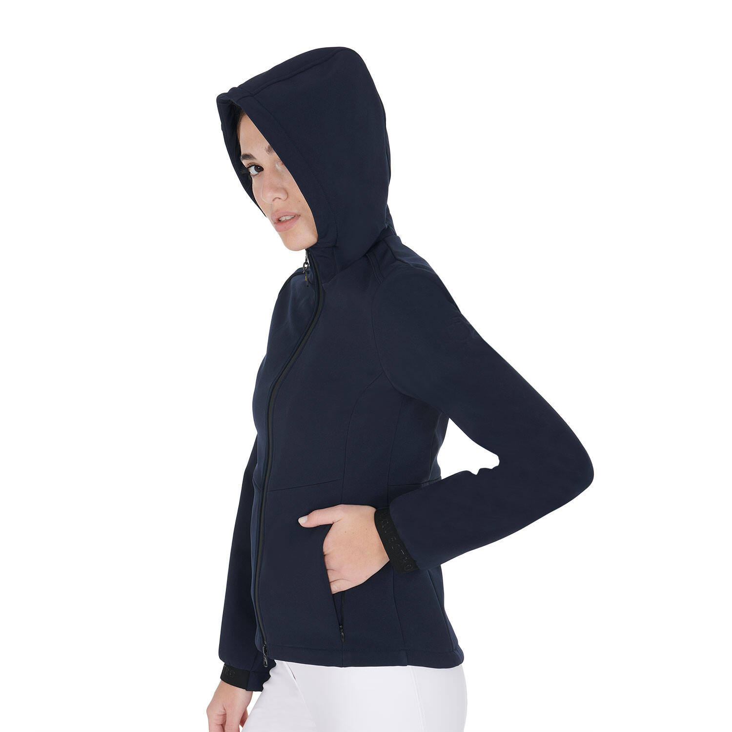 Slim fit dames softshell jas met verborgen zakken 3/6