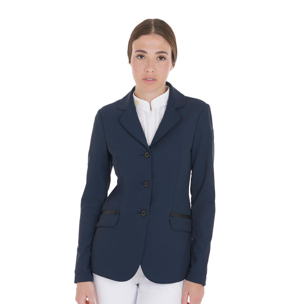 Women's three-button perforated show jacket