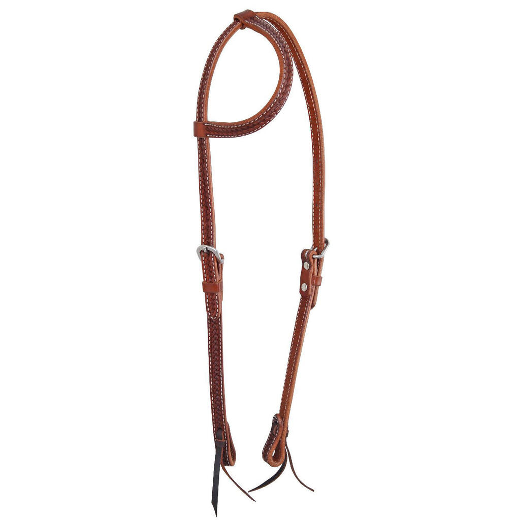 One-ear western bridle with basket tooling
