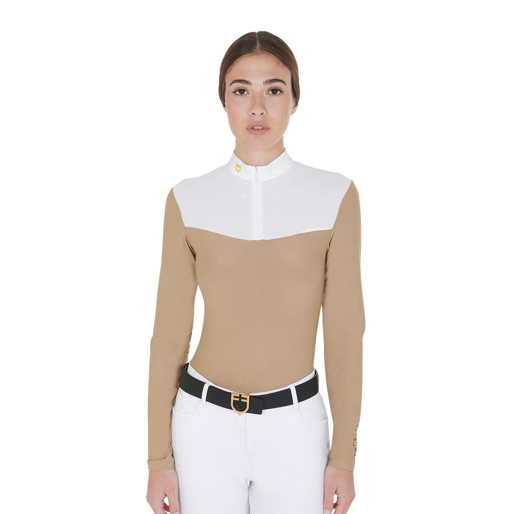 Women's show shirt in technical fabric and mesh