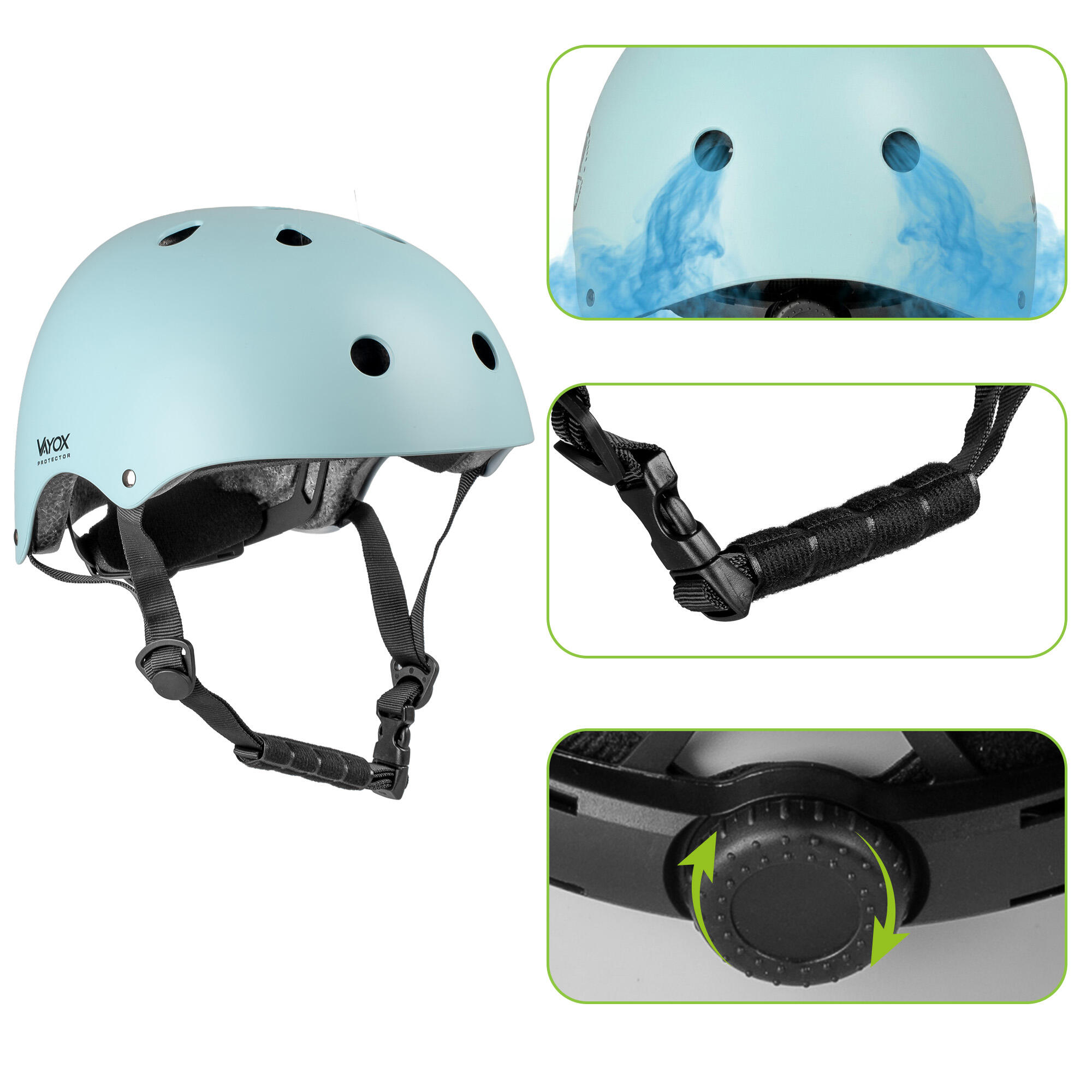 Casco per bici, pattini, monopattino skateboard Vayox Protector VA0422 55-57,5cm 3/7