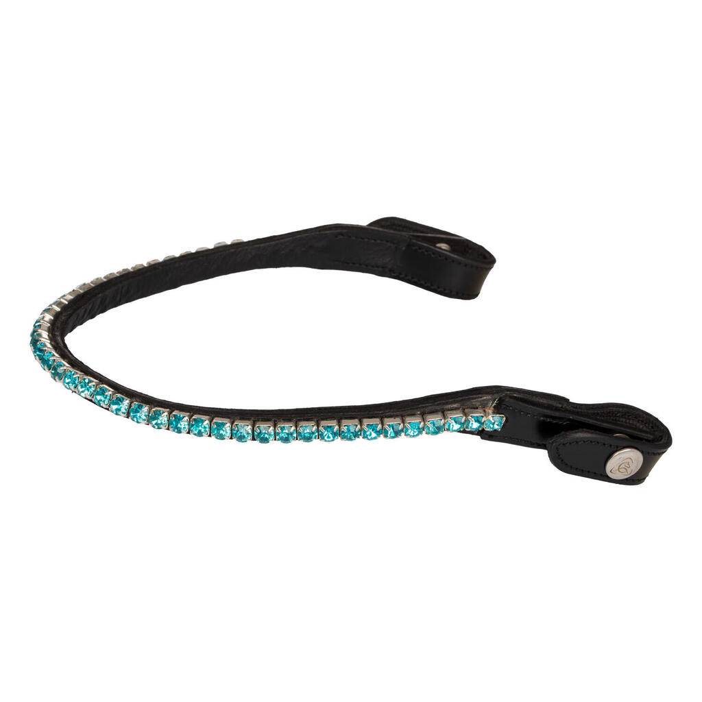 Calf leather browband round crystals