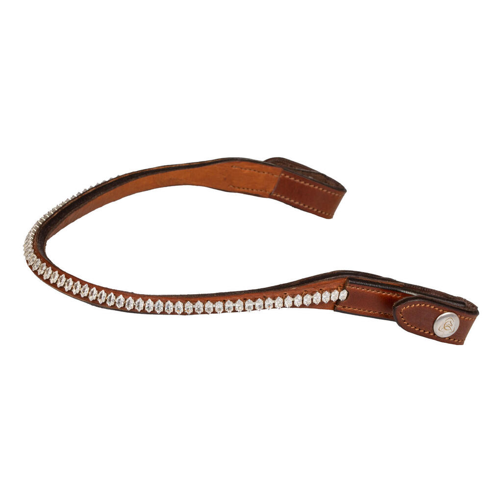 Calfskin headband with oval crystals