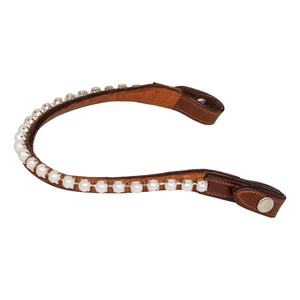 Calf leather browband with pearls