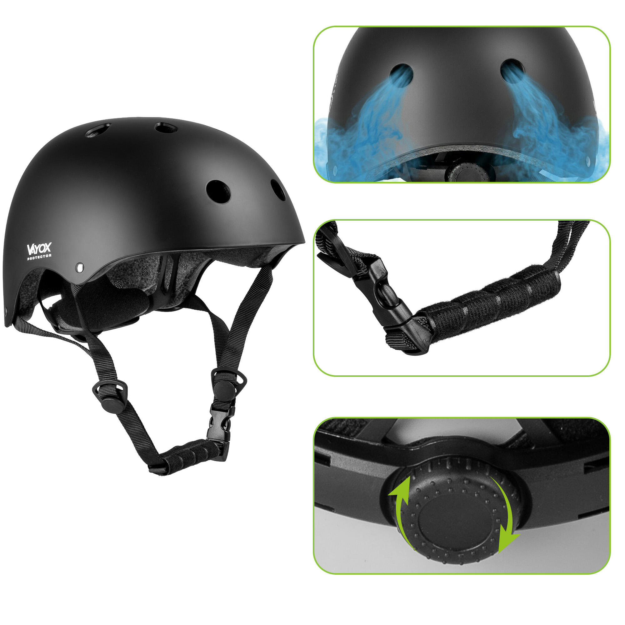 Capacete para bicicleta, patins, trotineta Vayox Protector VA0422 55-57,5cm 3/7