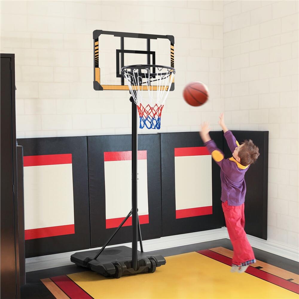 Panier de basket réglable sur roulettes cerceau 182-213 cm enfants, marron 5/7