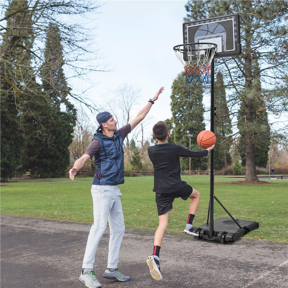 Basketballkorb mit Basis mobil höhenanpassbar von 182–215 cm Kinder – Schwarz 2/7