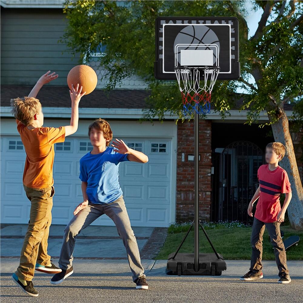 Basketballkorb mit Ständer mobil höhenanpassbar von 182–215 cm Kinder – Schwarz 5/7