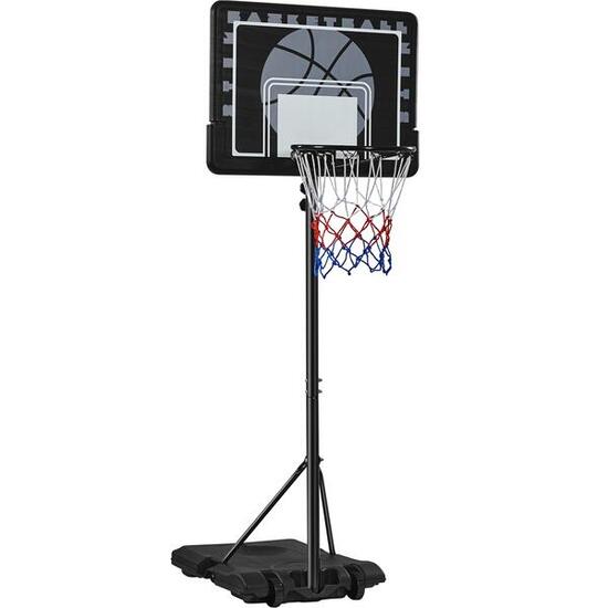 Panier de basket sur pied à roulettes cerceau 182-215 cm pour enfants, noir