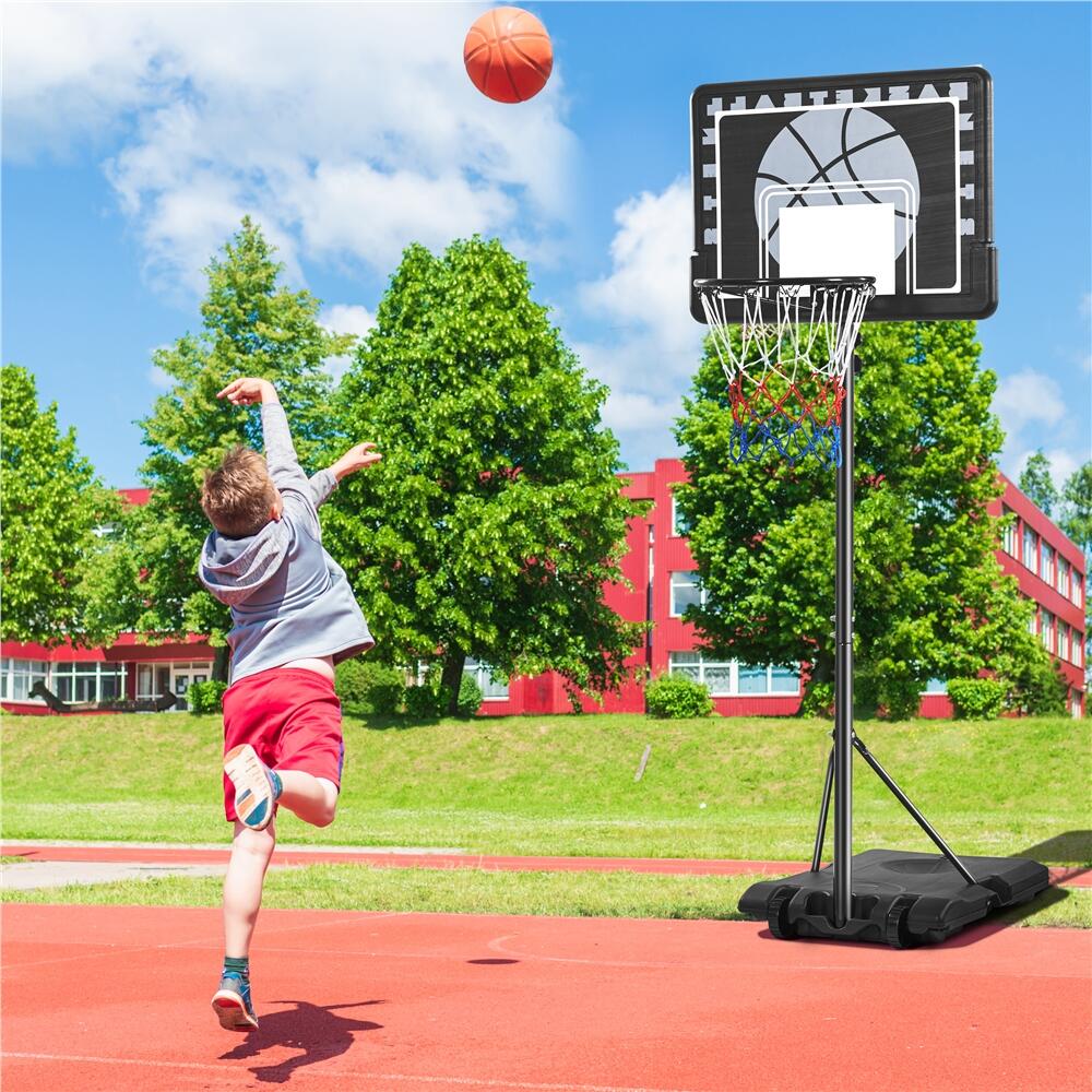 Basketballkorb mit Ständer mobil höhenanpassbar von 182–215 cm Kinder – Schwarz 6/7