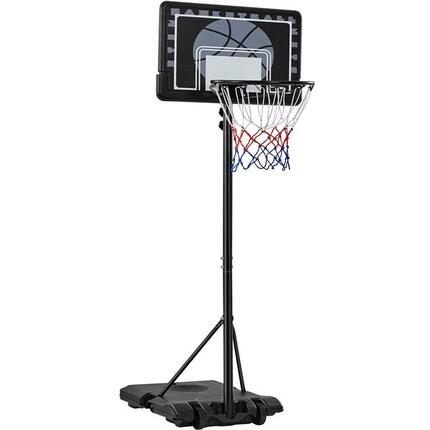 Panier de basket sur pied à roulettes cerceau 182-215 cm pour enfants, noir