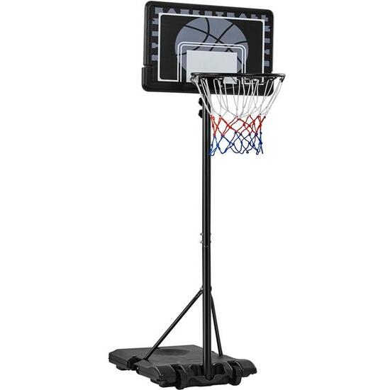 Panier de basket à roulettes réglable cerceau 182-215 cm pour enfants, noir