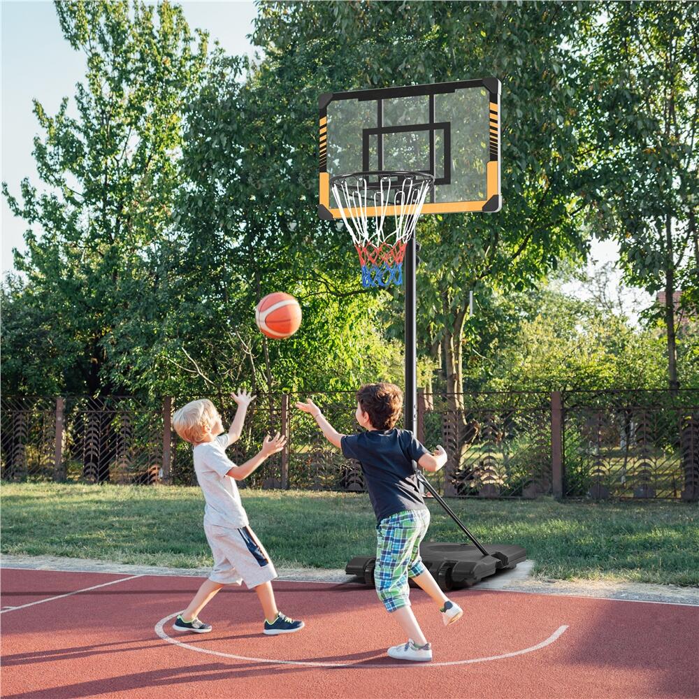 Aro de baloncesto ajustable de 182 a 213 cm para niños, con ruedas, marrón 7/7