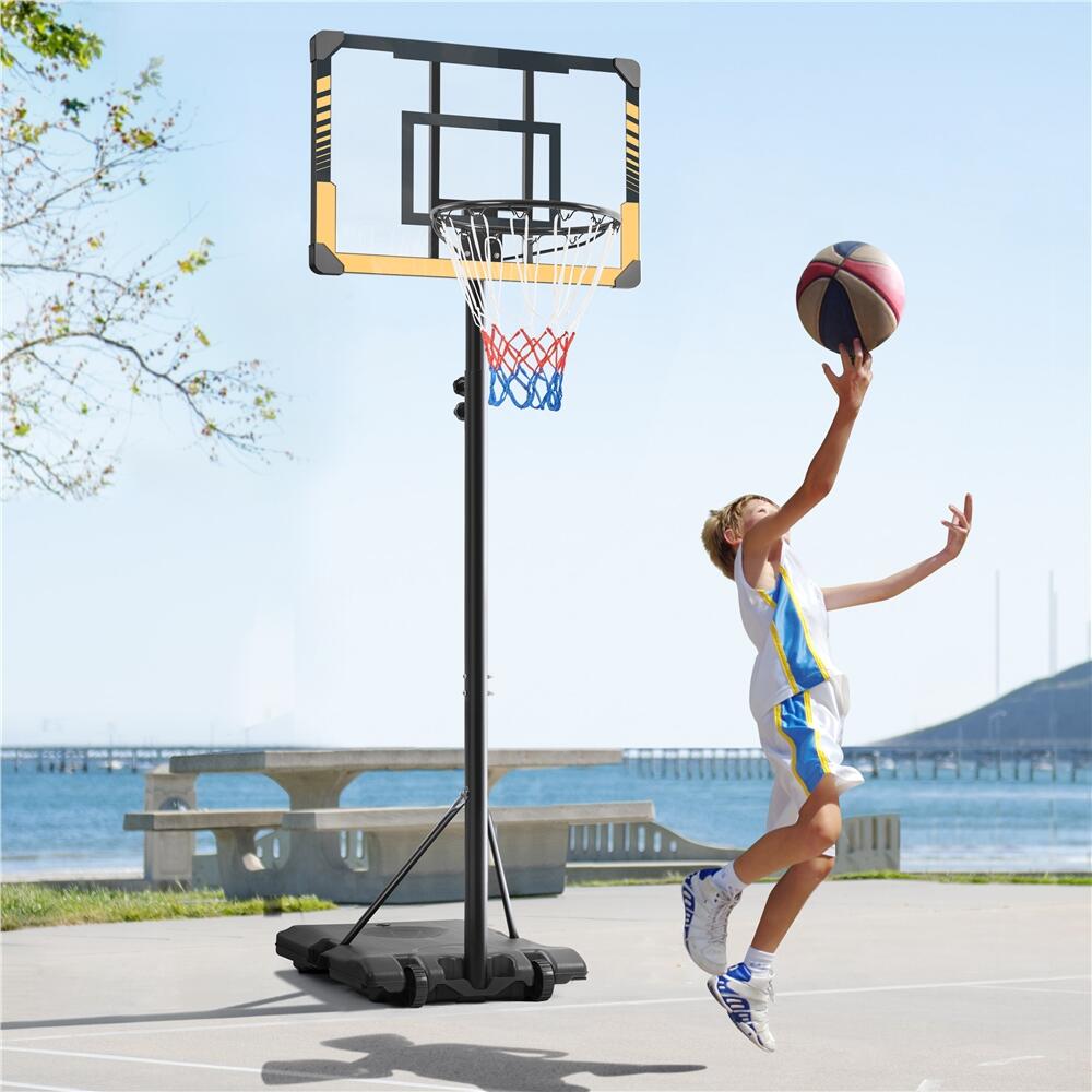 Aro de baloncesto ajustable de 182 a 213 cm para niños, con ruedas, marrón 5/7
