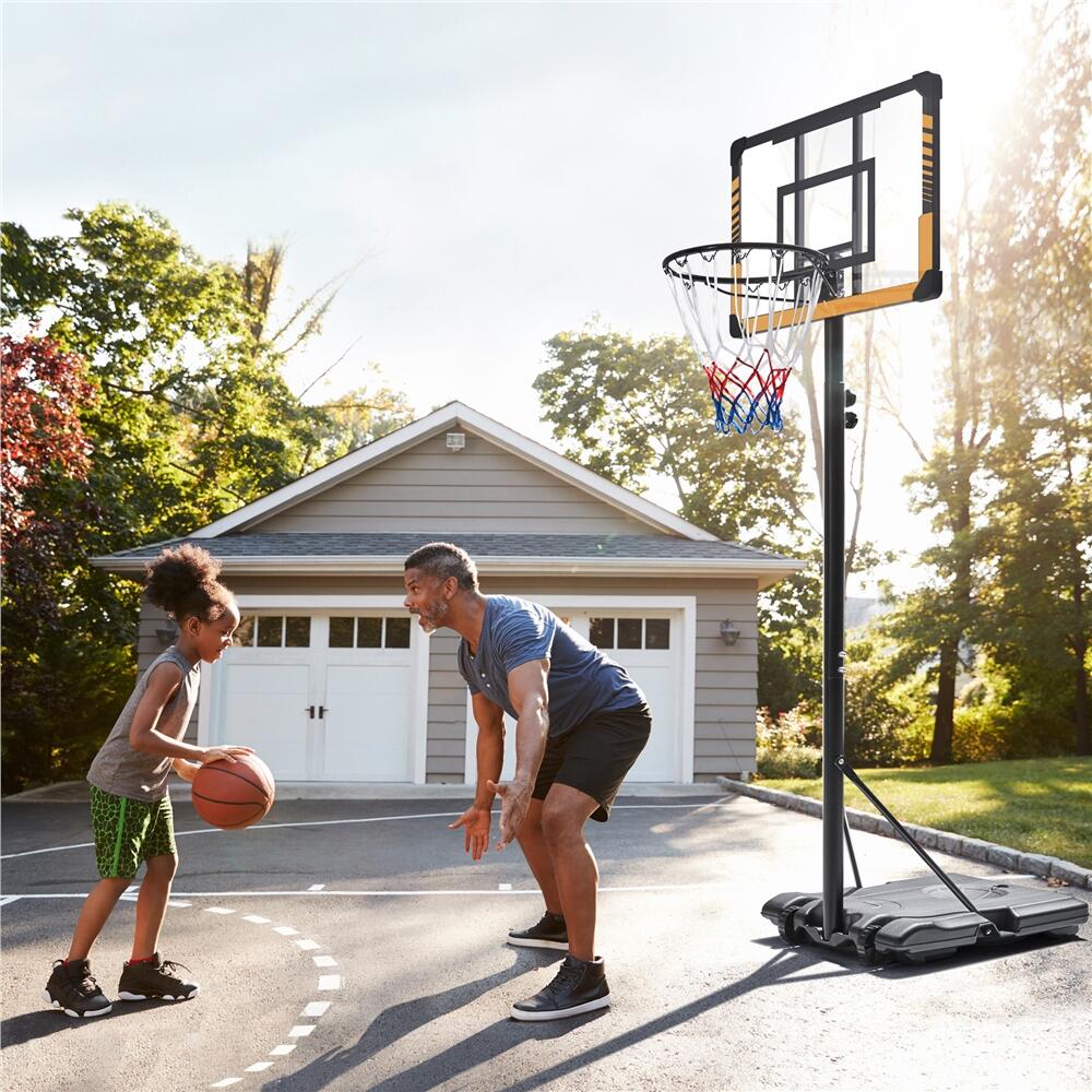 Aro de baloncesto ajustable de 182 a 213 cm para niños, con ruedas, marrón 4/7