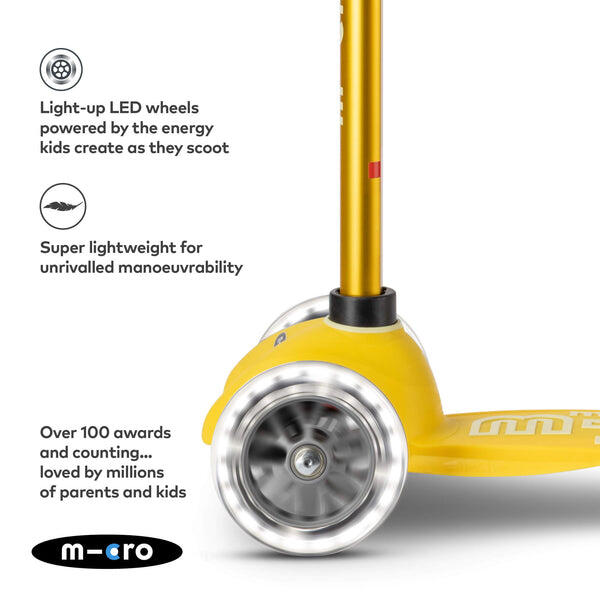Patinete Infantil Micro 3 Ruedas Mini Deluxe LED Amarillo 3/6
