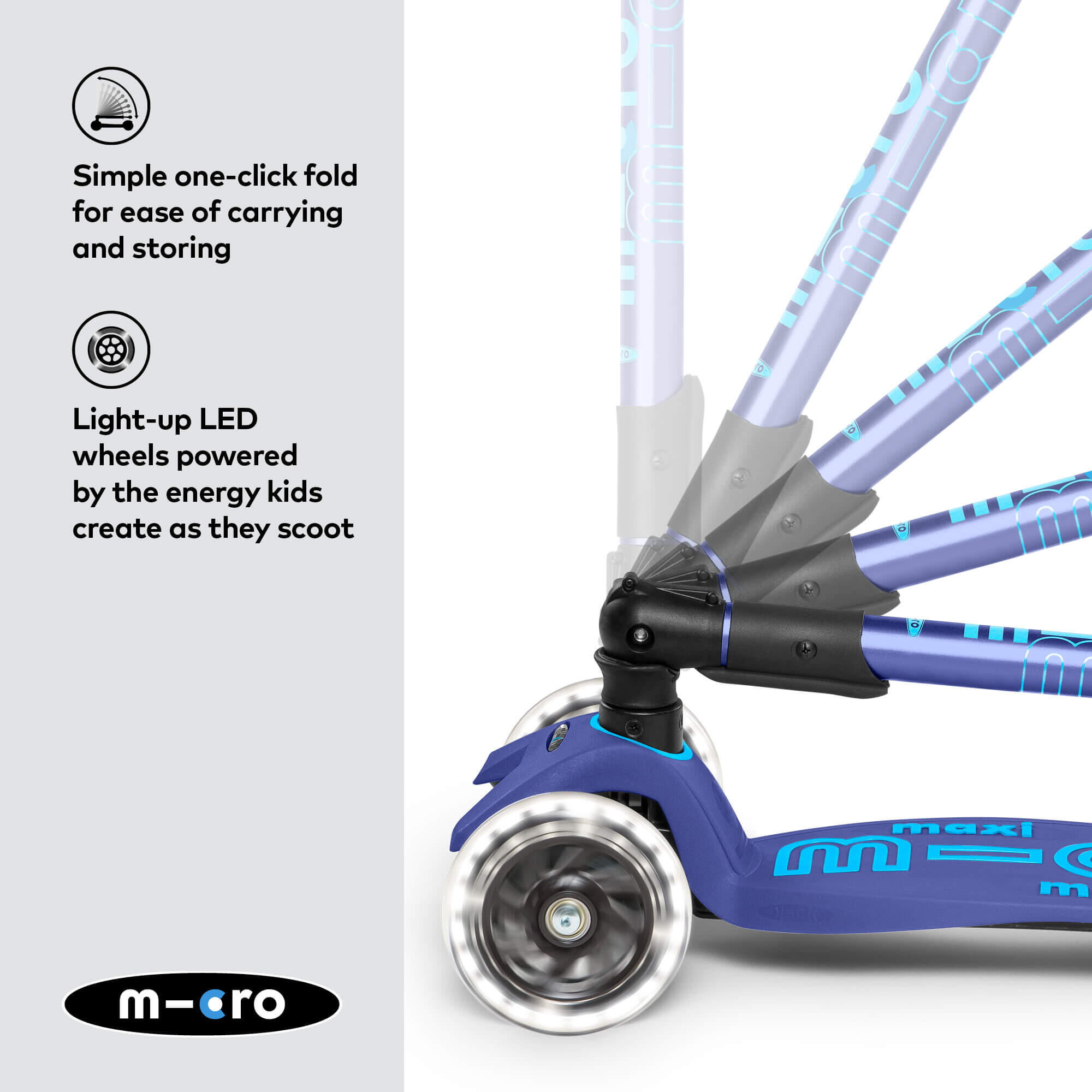 Trottinette enfant Maxi  Deluxe pliable  Navy LED 3/7