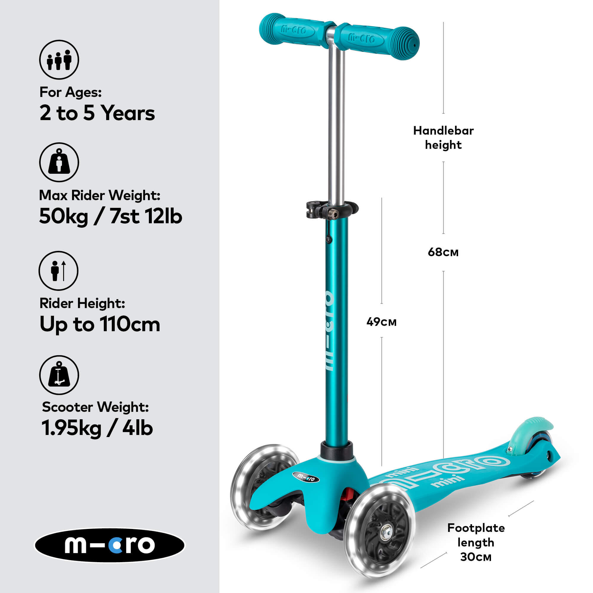 Trottinette 3 roues Mini  Deluxe Aqua LED 2/7