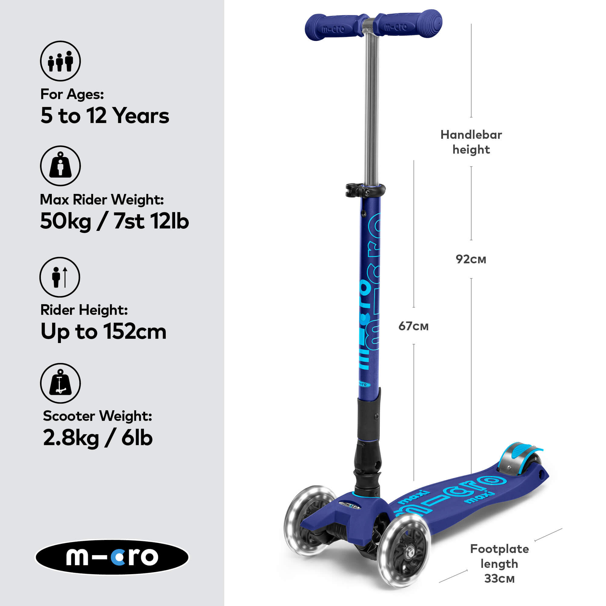 Trottinette enfant Maxi  Deluxe pliable  Navy LED 2/7