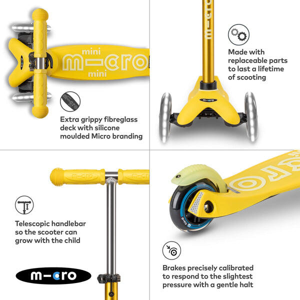 Patinete Infantil Micro 3 Ruedas Mini Deluxe LED Amarillo 4/6