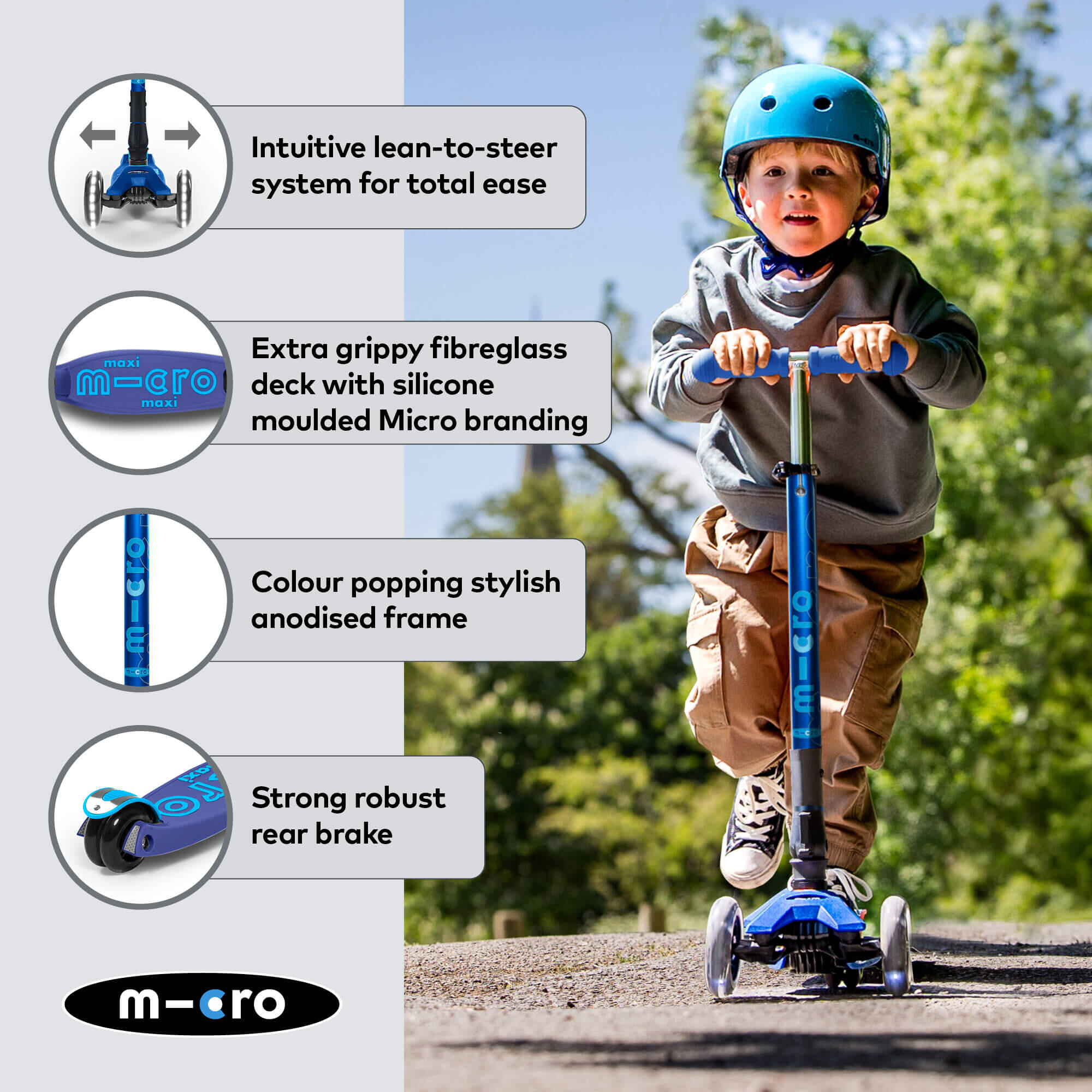 Trottinette enfant Maxi  Deluxe pliable  Navy LED 5/7