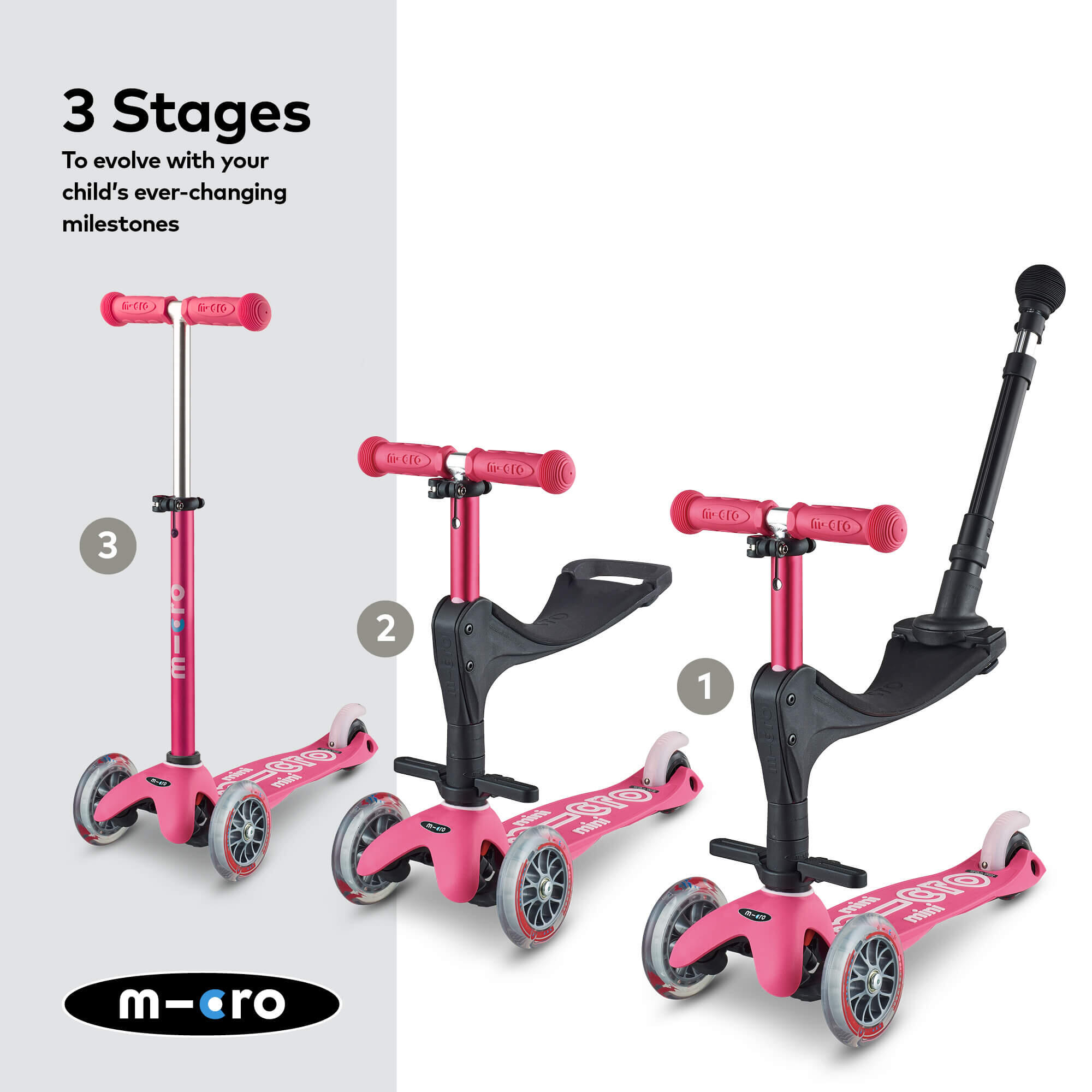 Hulajnoga 3 w 1 z drążkiem do pchania dla rodziców Mini Micro 3w1 Deluxe Plus 2/7