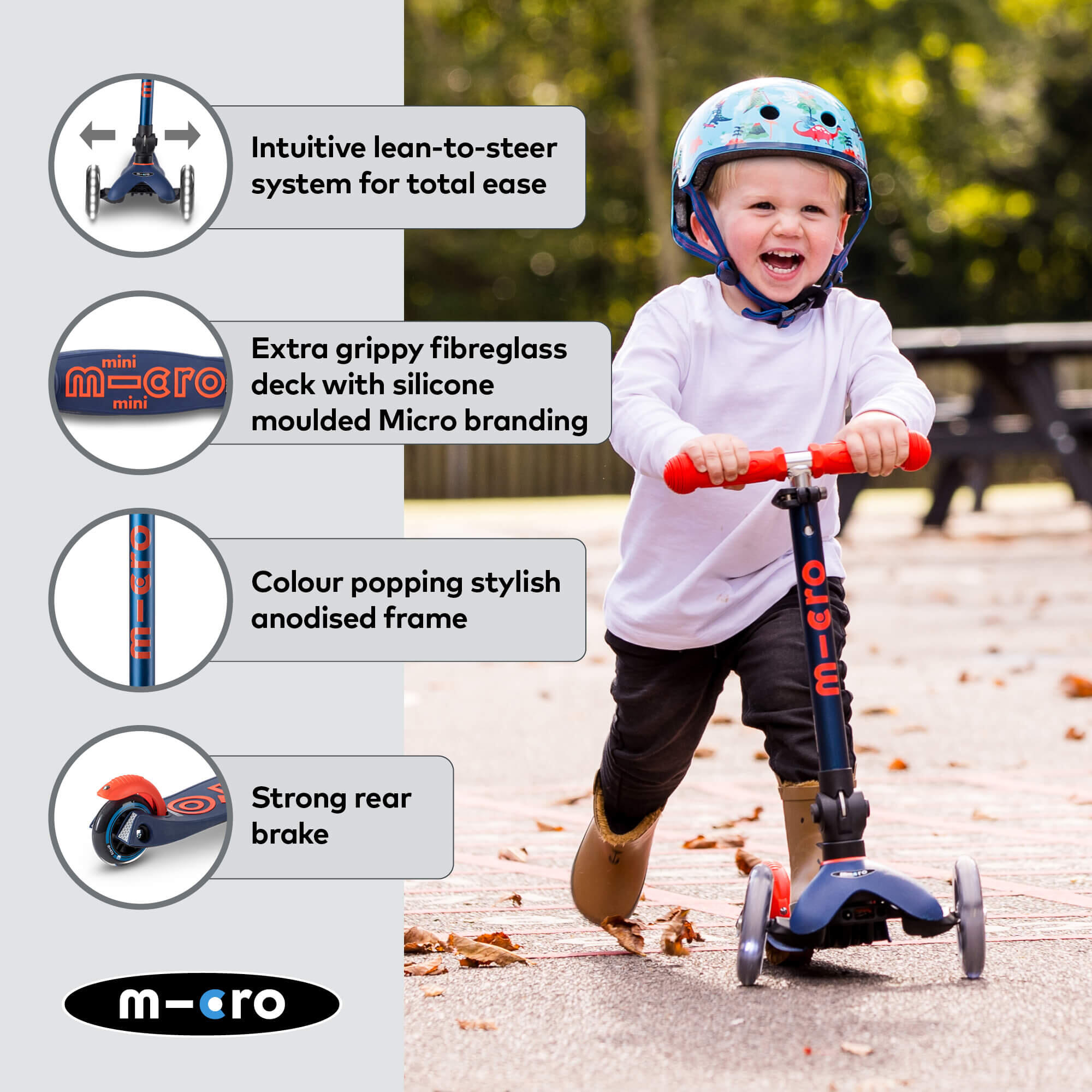 Trottinette 3 roues Mini  Deluxe  Marine pliable LED 5/7