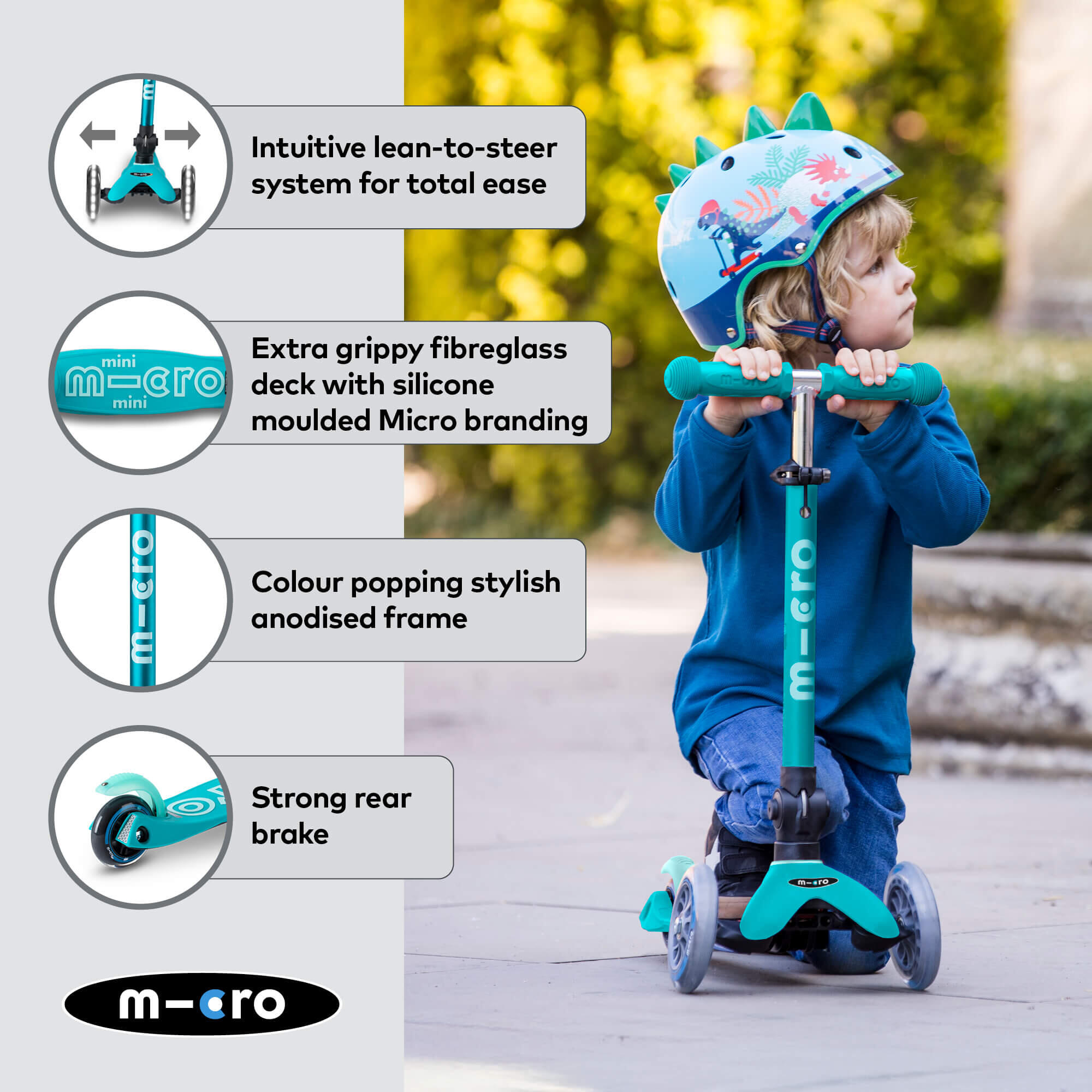 Trottinette 3 roues Mini  Deluxe Aqua pliable LED 5/7