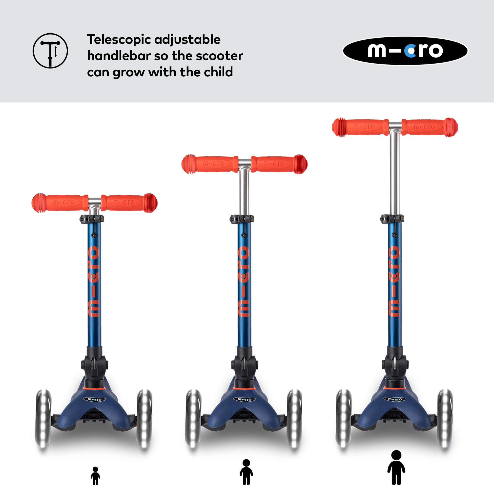 Trottinette 3 roues Mini  Deluxe  Marine pliable LED 4/7