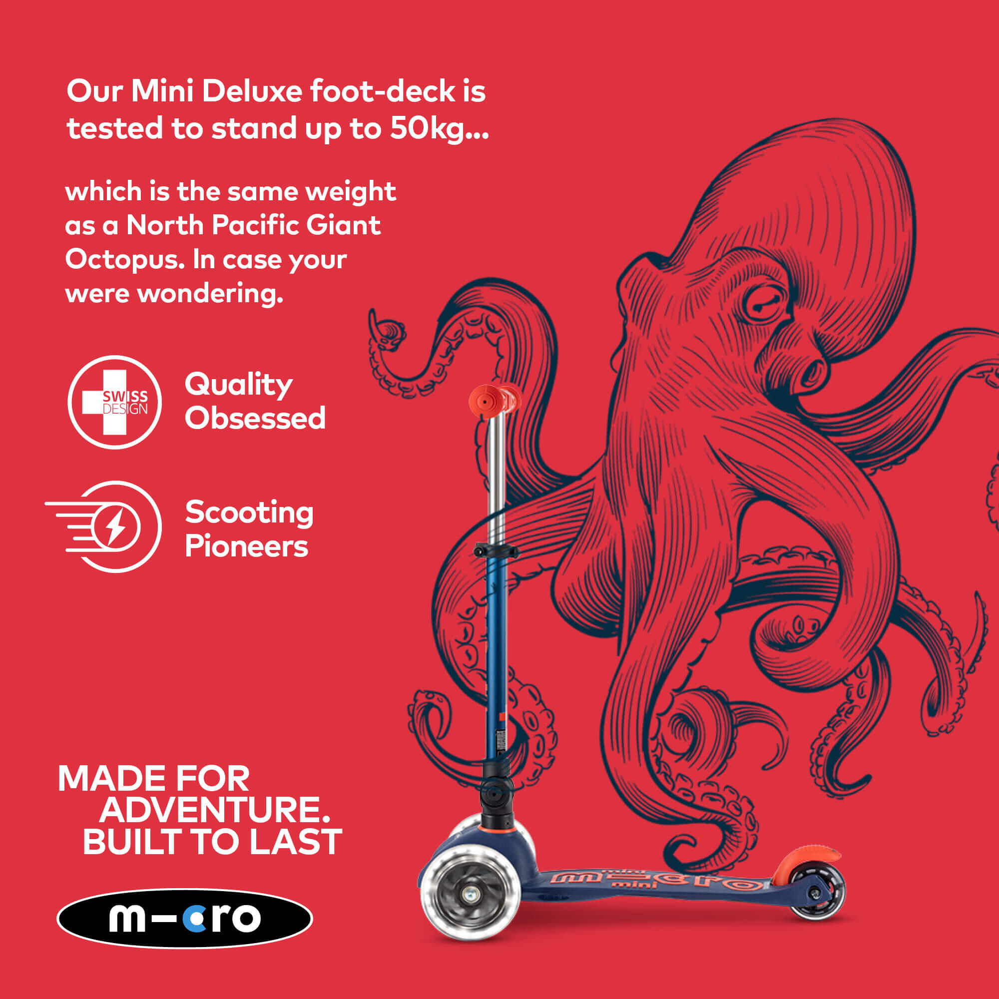 Trottinette 3 roues Mini  Deluxe  Marine pliable LED 6/7