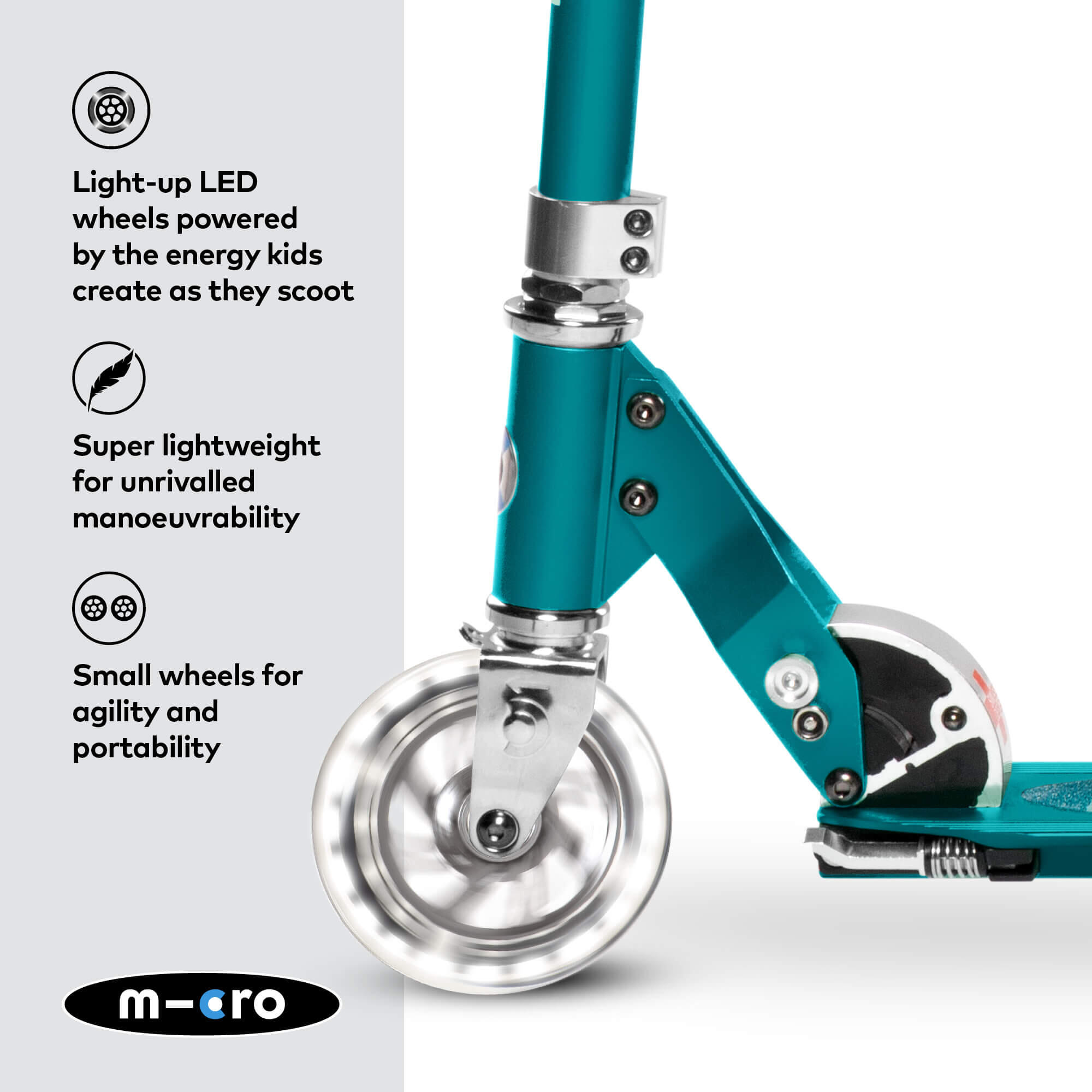 Trottinette enfant  Sprite  Pétrole LED 3/7