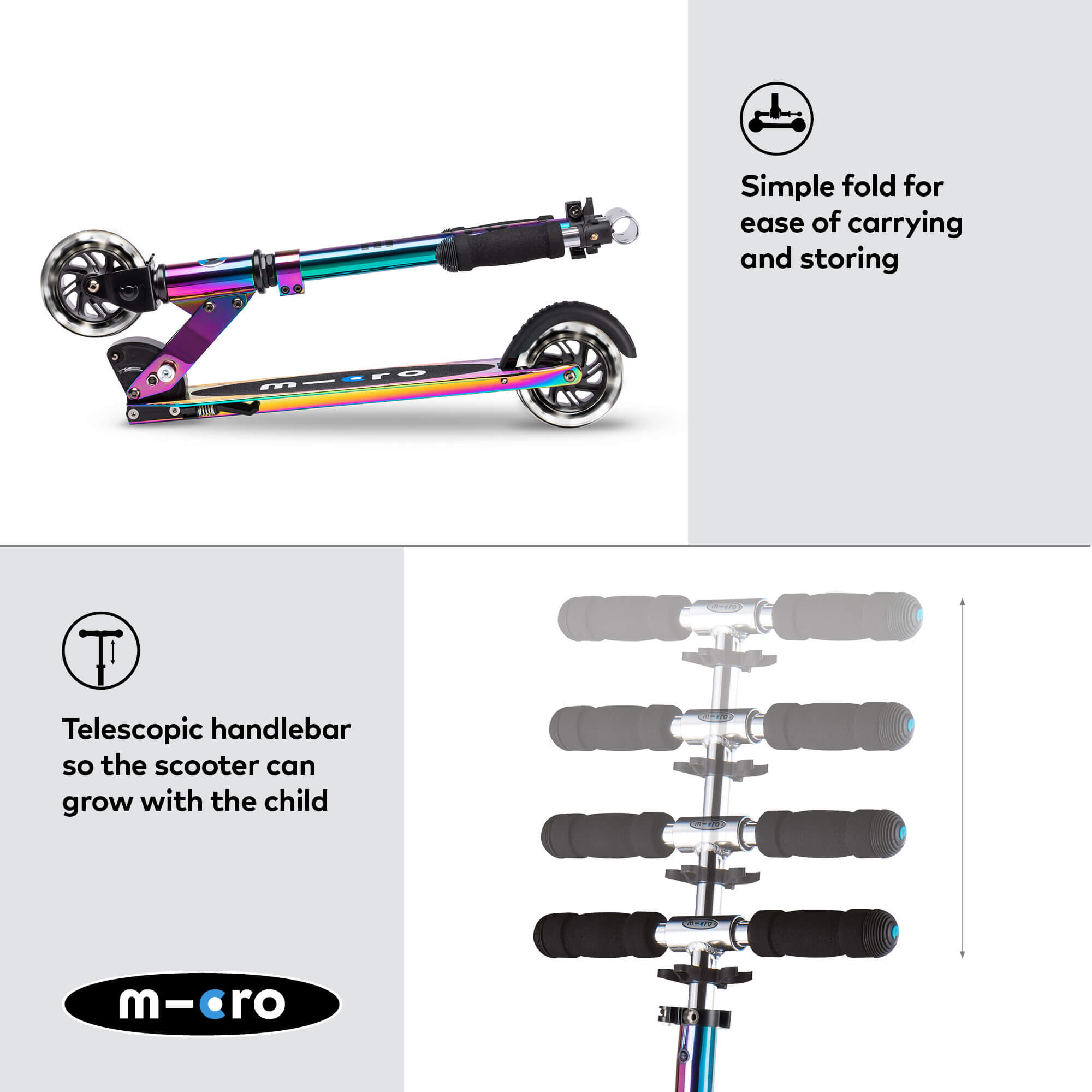 Trottinette enfant  Sprite Néochrome LED 5/7