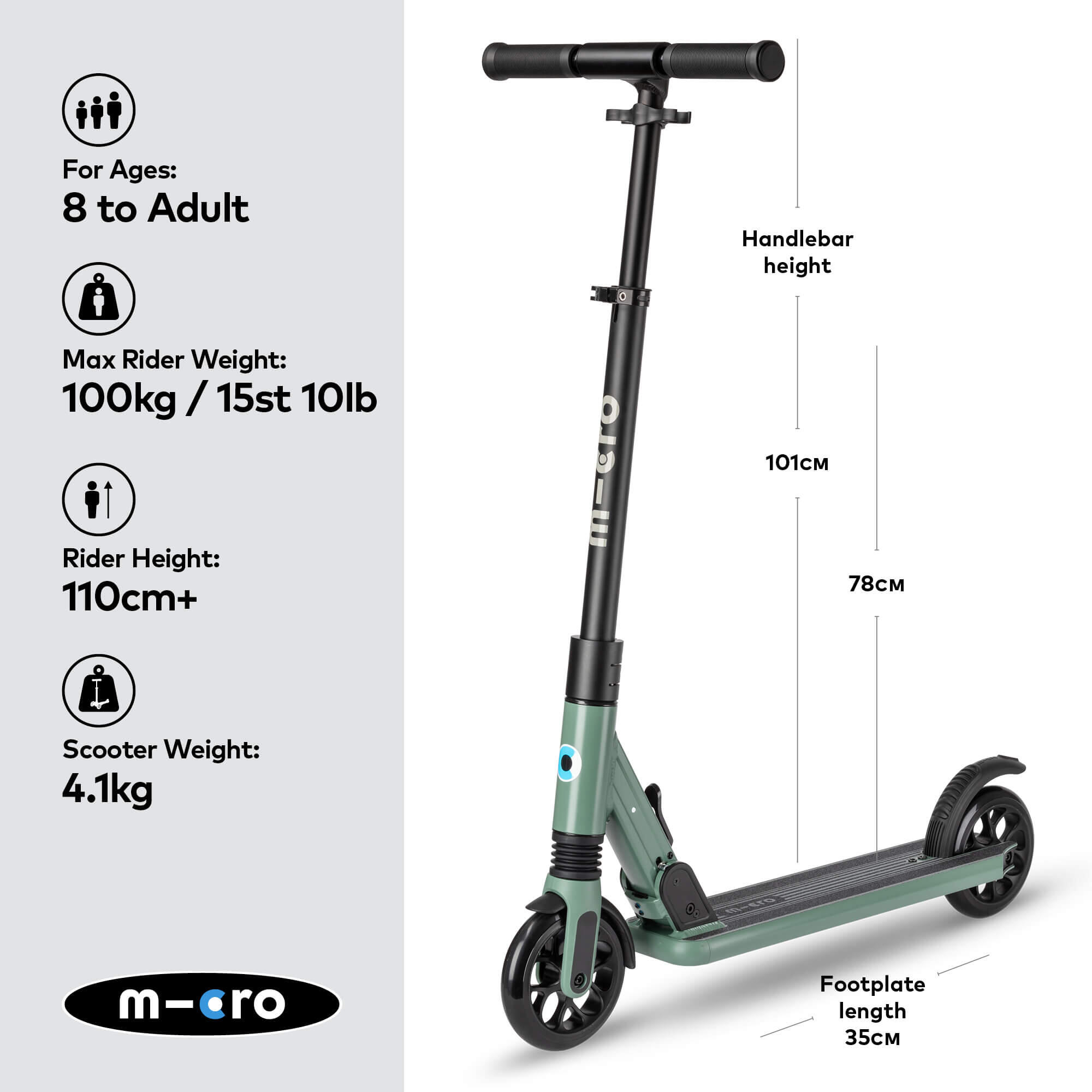 Micro Sprite Suspension Scooter – Olivgrün 2/7