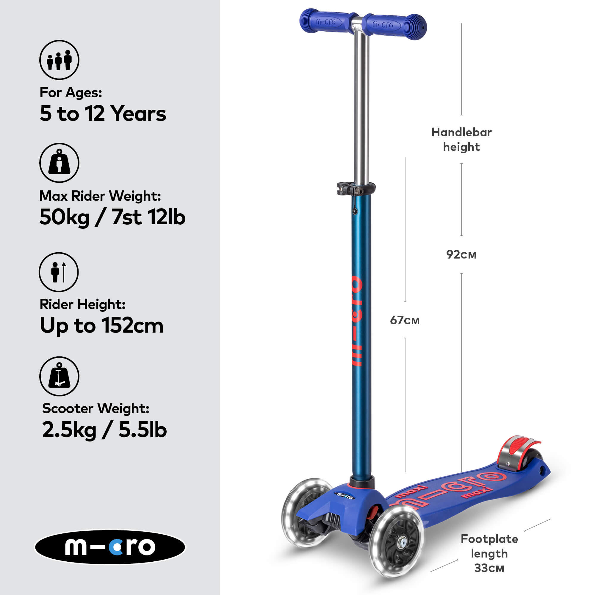 Trotinete Infantil Micro Maxi Deluxe LED Azul 2/7