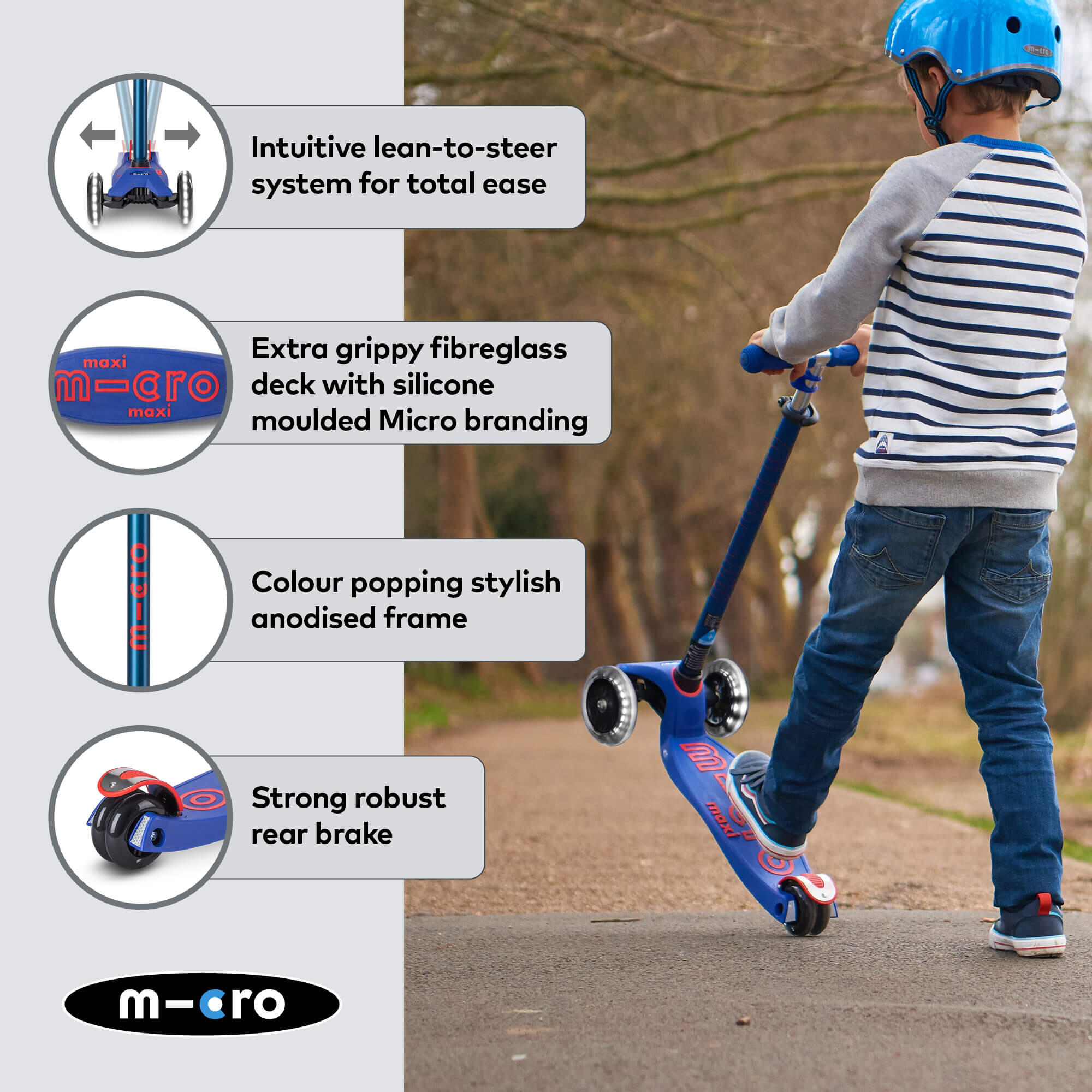 Trotinete Infantil Micro Maxi Deluxe LED Azul 5/7
