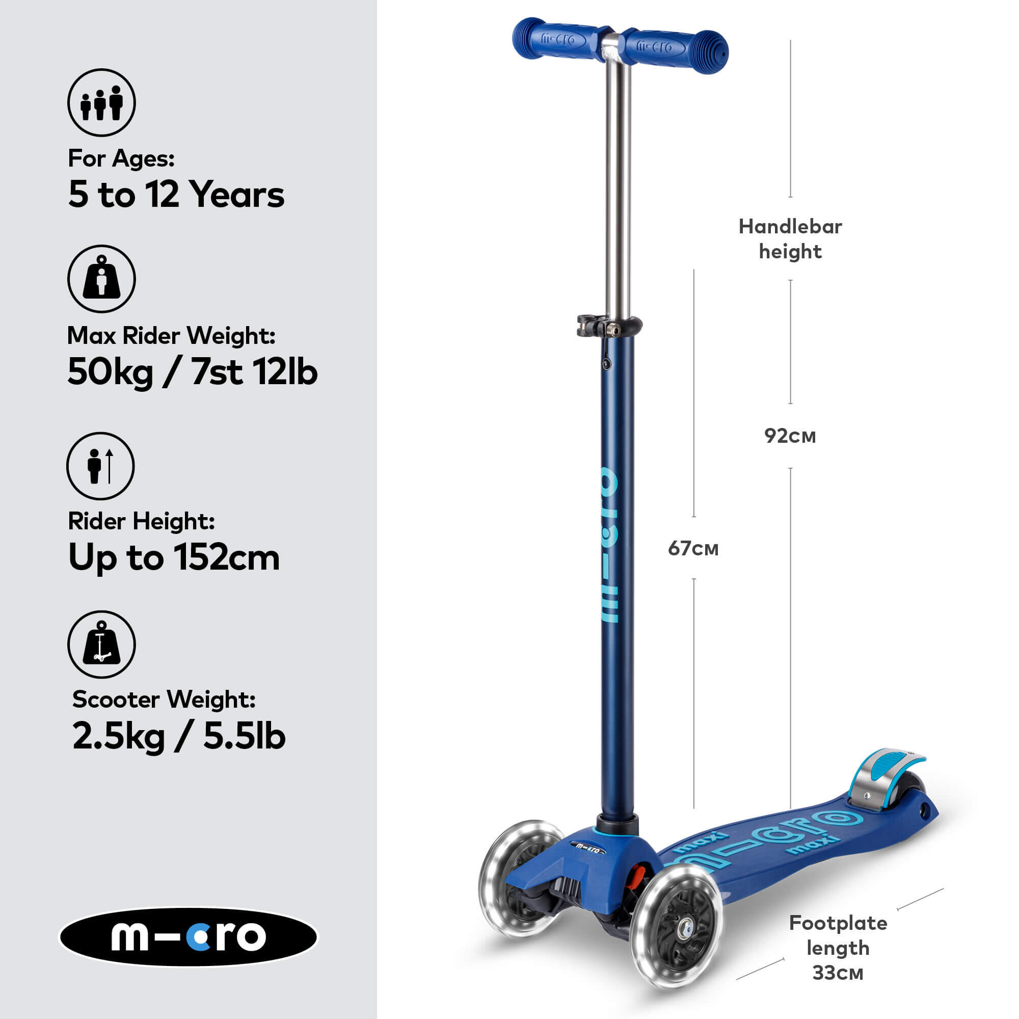 Trottinette enfant Maxi  Deluxe  Navy LED 2/7