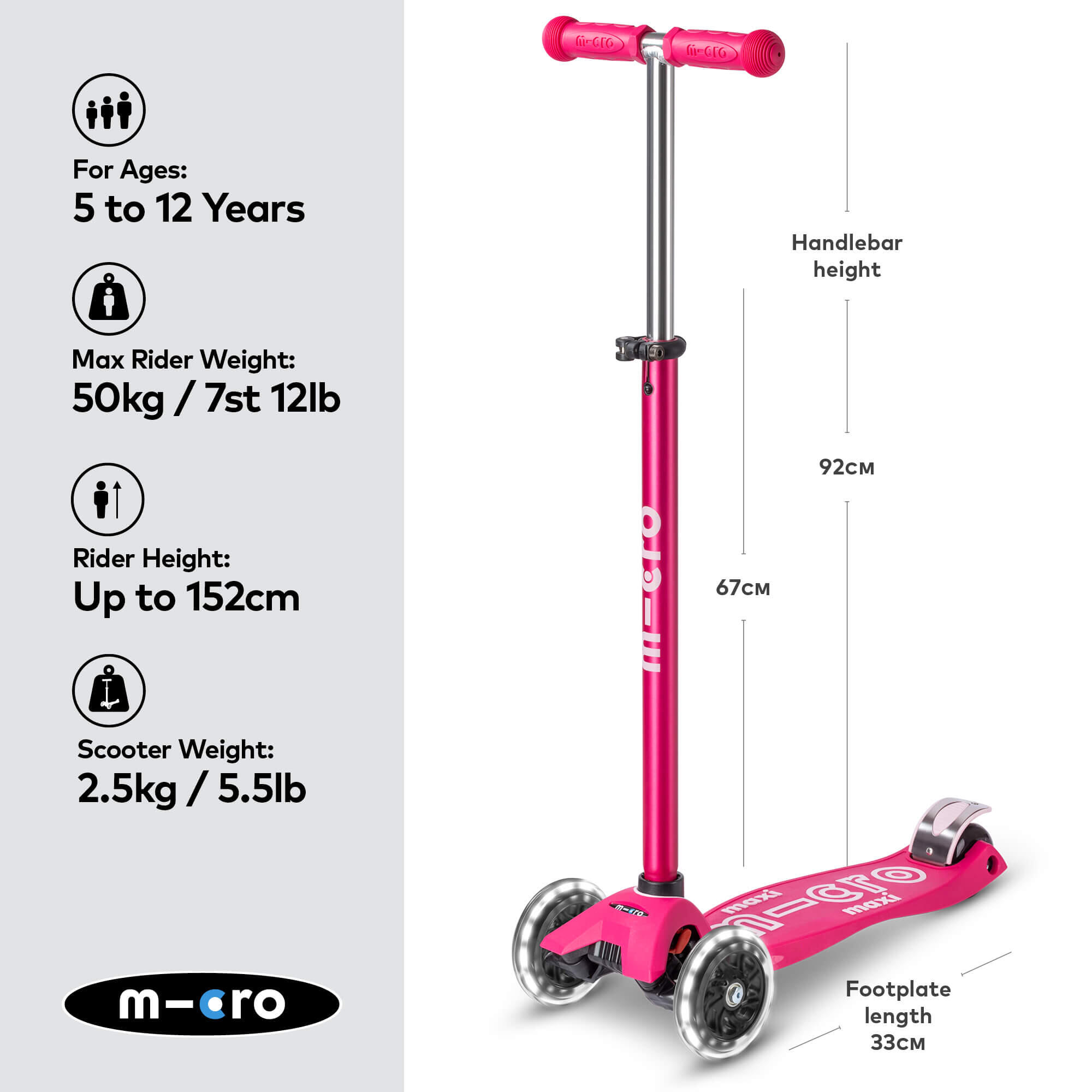 Trotinete Infantil Micro Maxi Deluxe LED Rosa 2/7