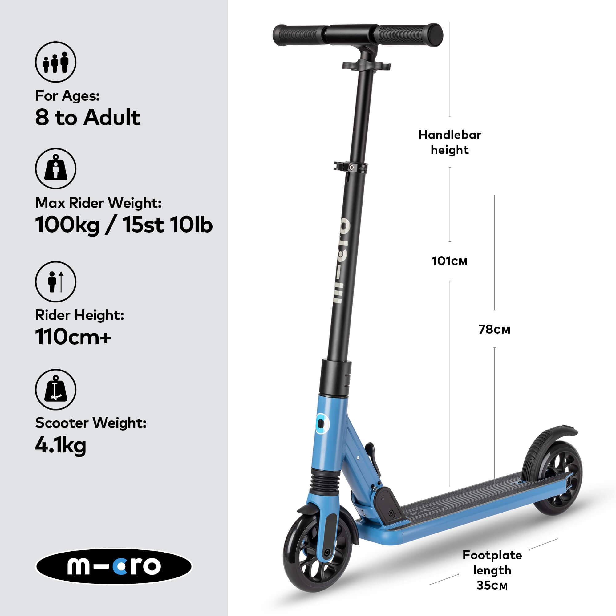 Patinete 2 Ruedas Micro Sprite Suspension Azul 2/7