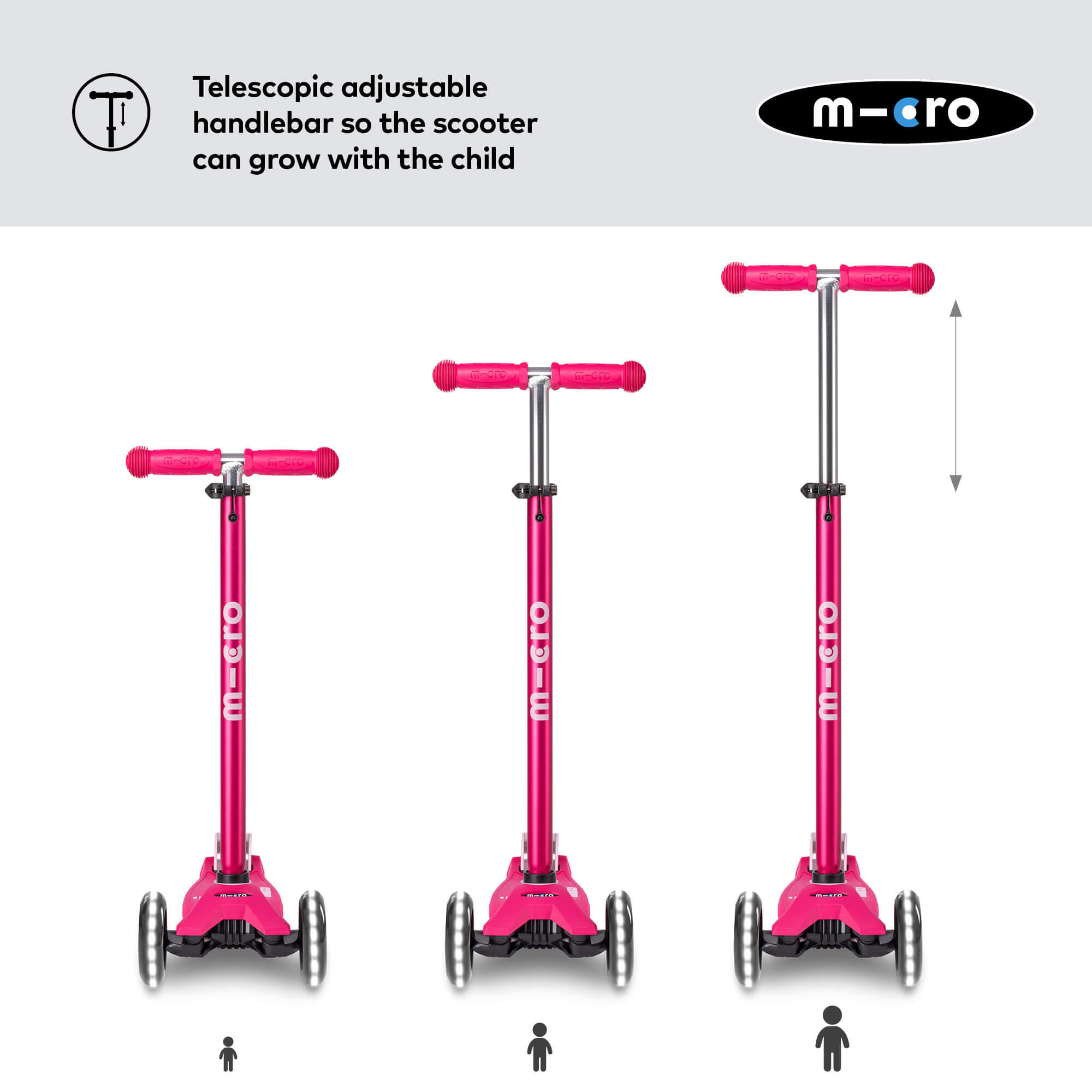 Trotinete Infantil Micro Maxi Deluxe LED Rosa 4/7