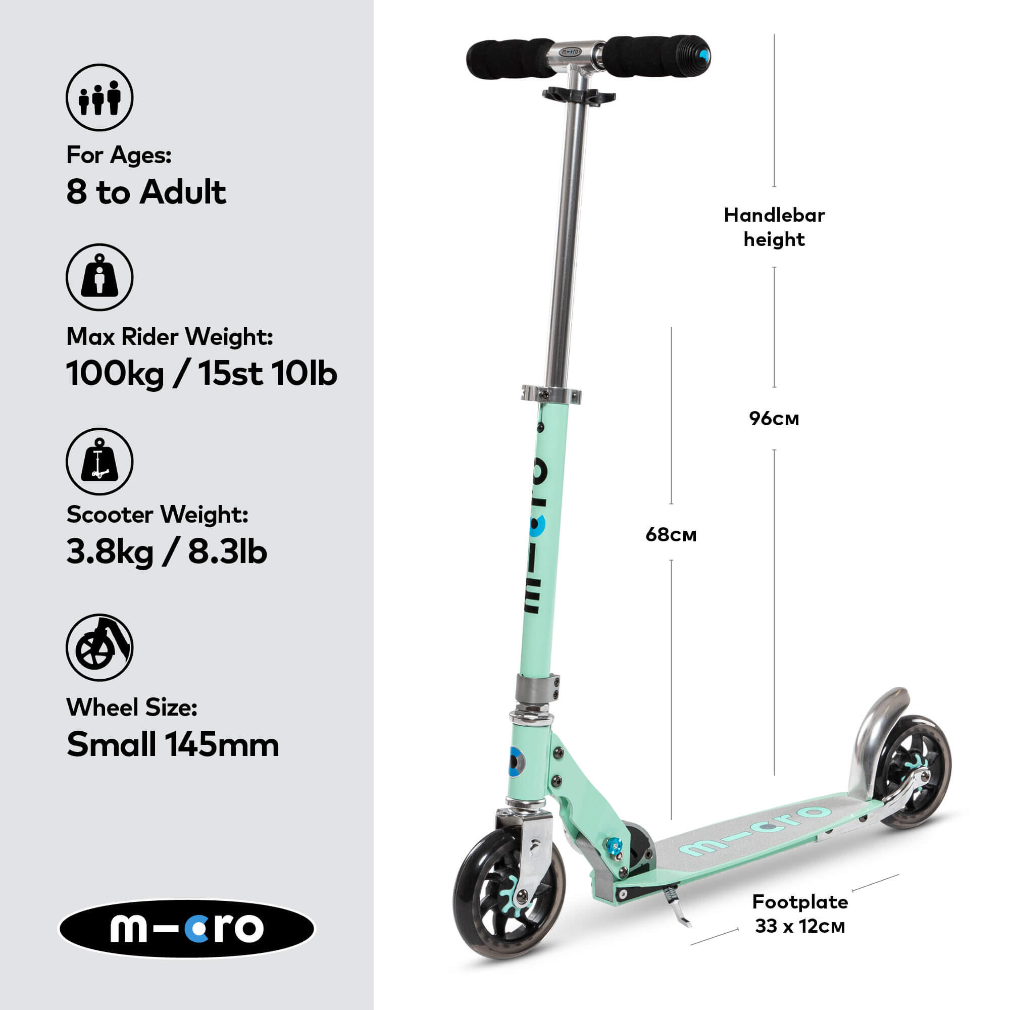 Patinete 2 Ruedas Micro Speed+ Menta 2/7