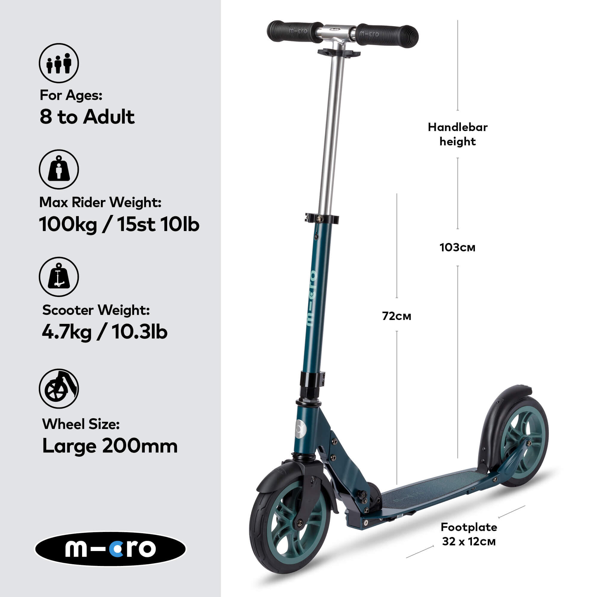 Hulajnoga Micro Classic Sporty z technologią Nanogrid Kolor zielony 2/7