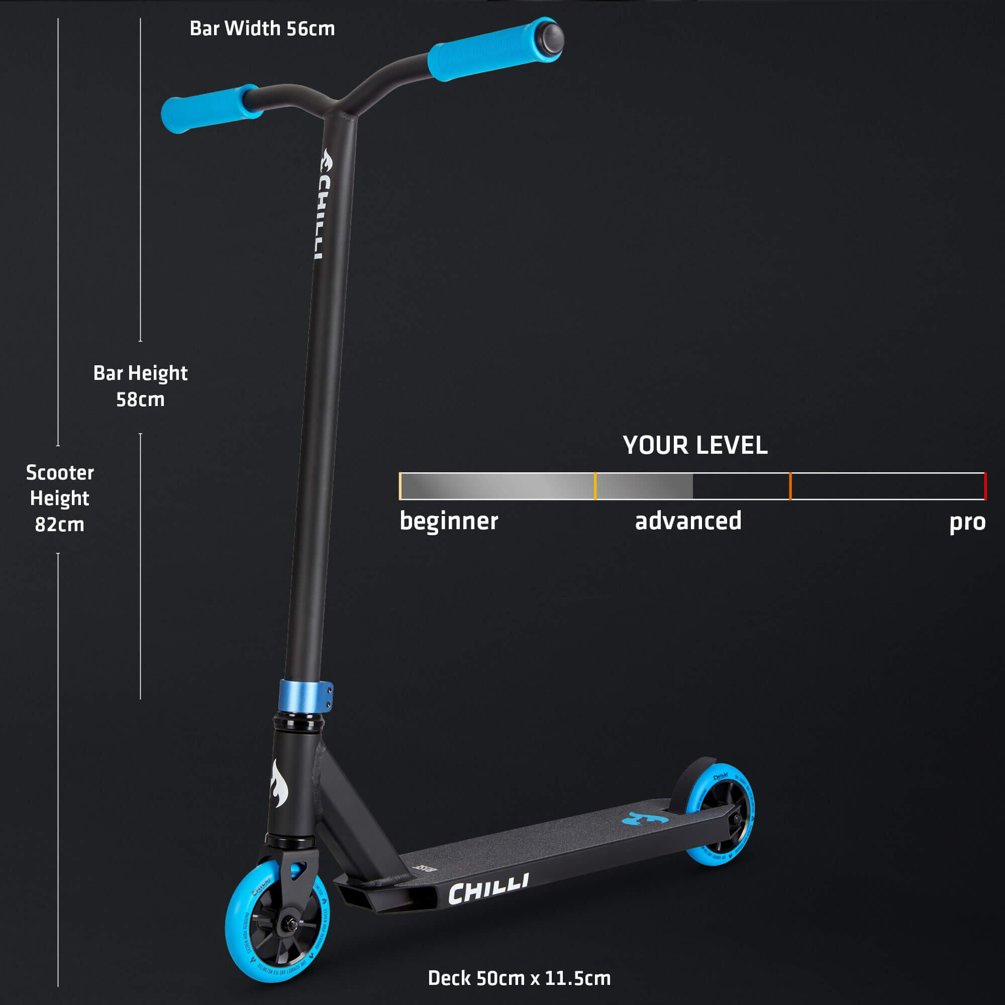 Stunt Scooter Chilli Pro Scooter Base - Black/Blue 5/7