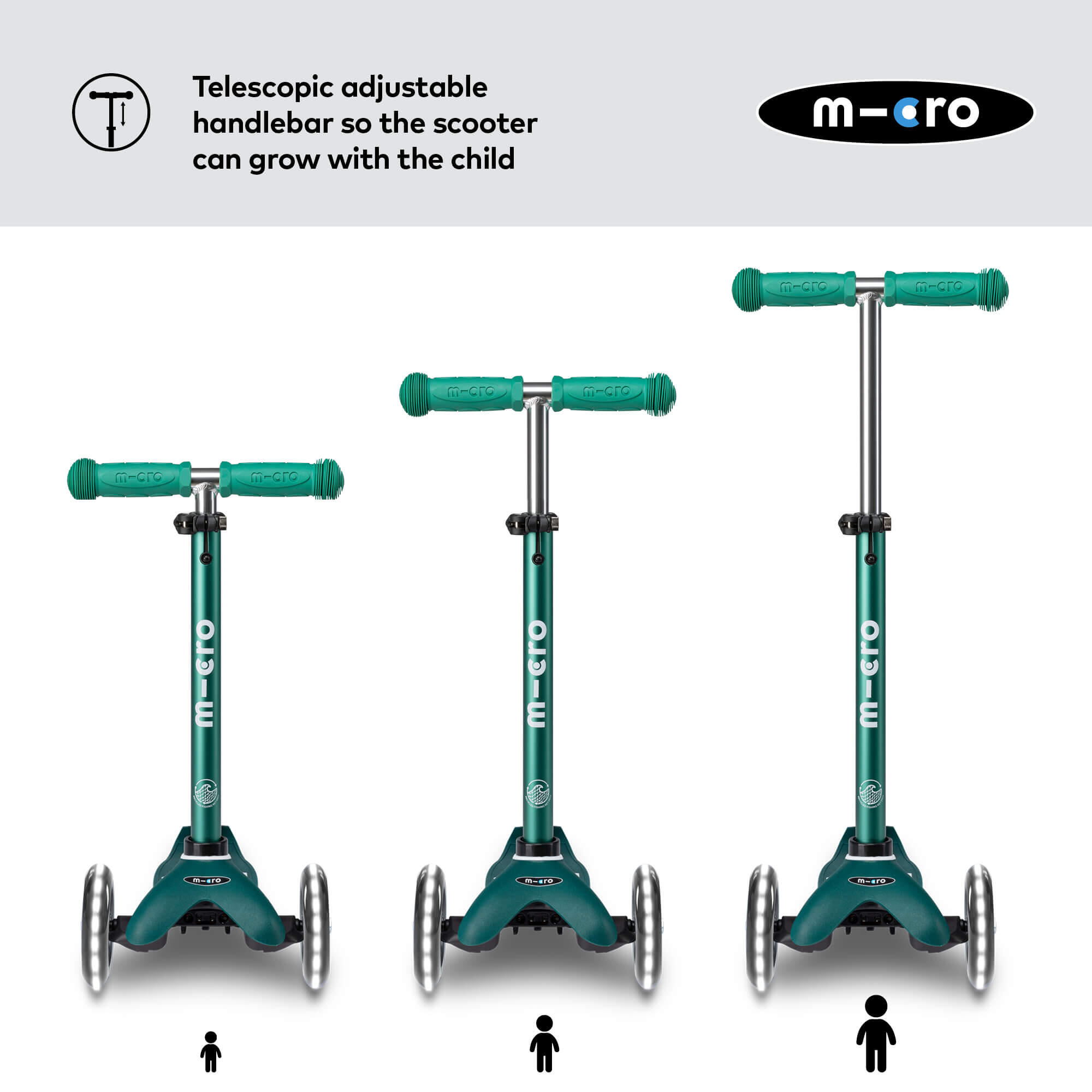 Patinete Infantil 3 Ruedas  Micro  Mini Deluxe ECO LED Verde 4/7