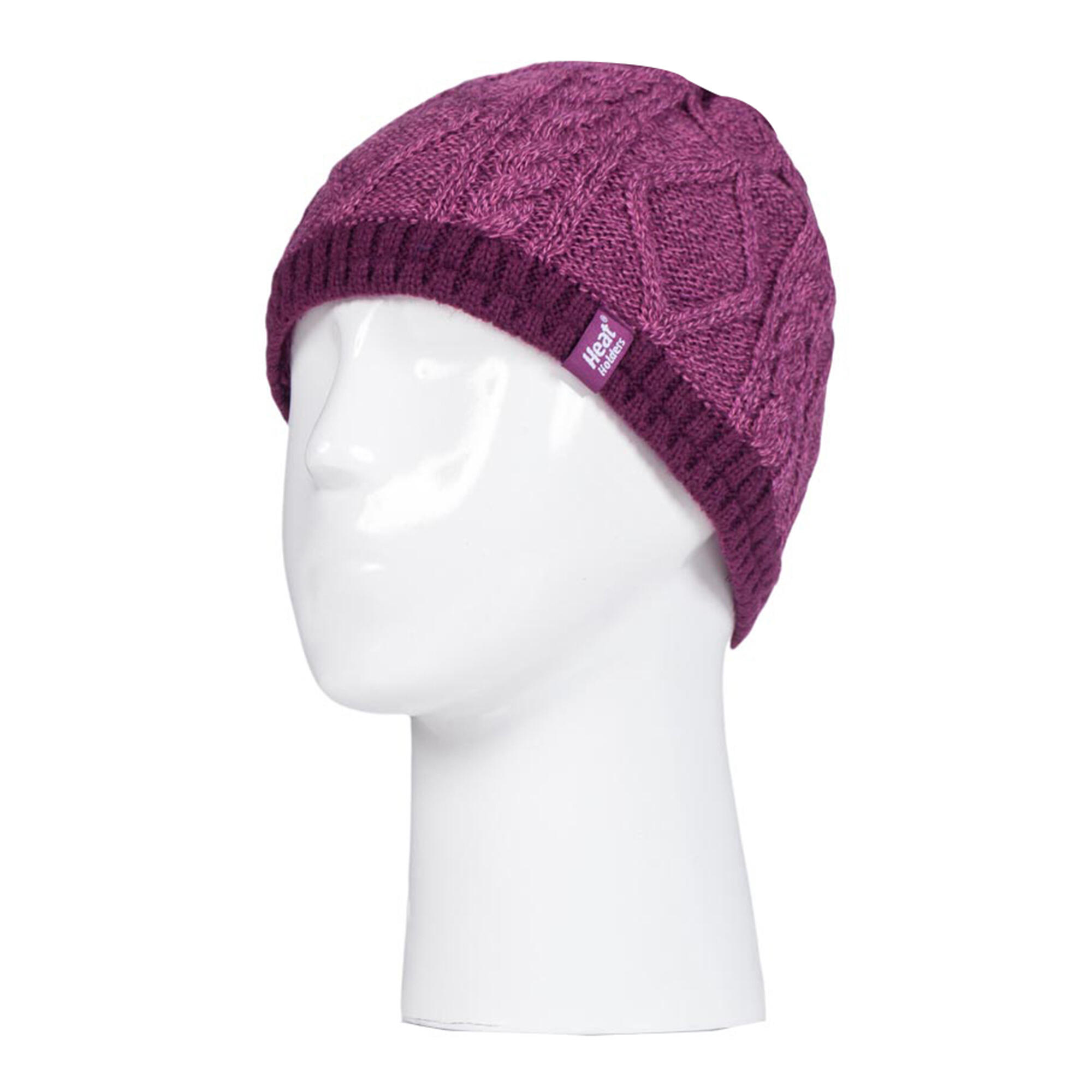 Heat Holders - Mädchen Gestrickt Fleece Bommel Wintermütze und Handschuhe Set 4/5