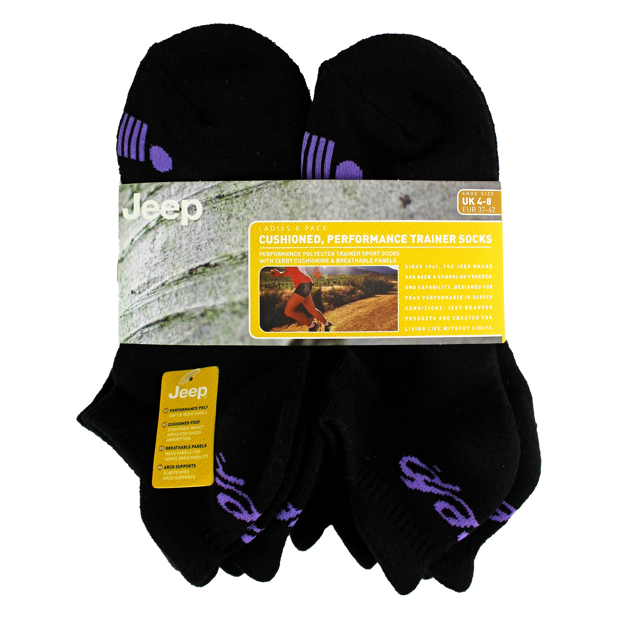 JEEP -6 Paires Femme Basses Courtes Anti Ampoules Chaussettes Sport pour Running 2/4