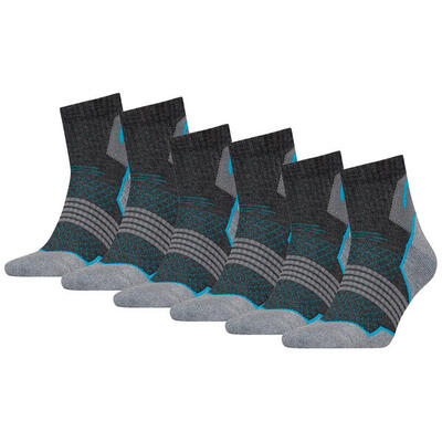 Wandelsokken hiking quarter sokken 6-pack unisex grey/blue
