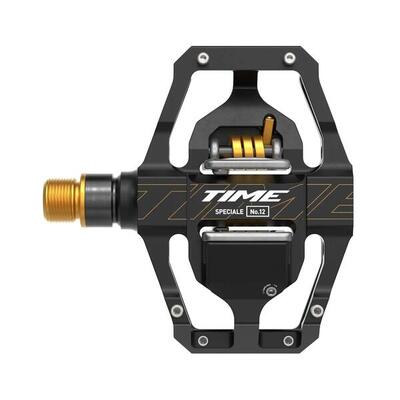 Pedalen time speciale 12 large axe titane noir/or + cales atac 13°/17° b1