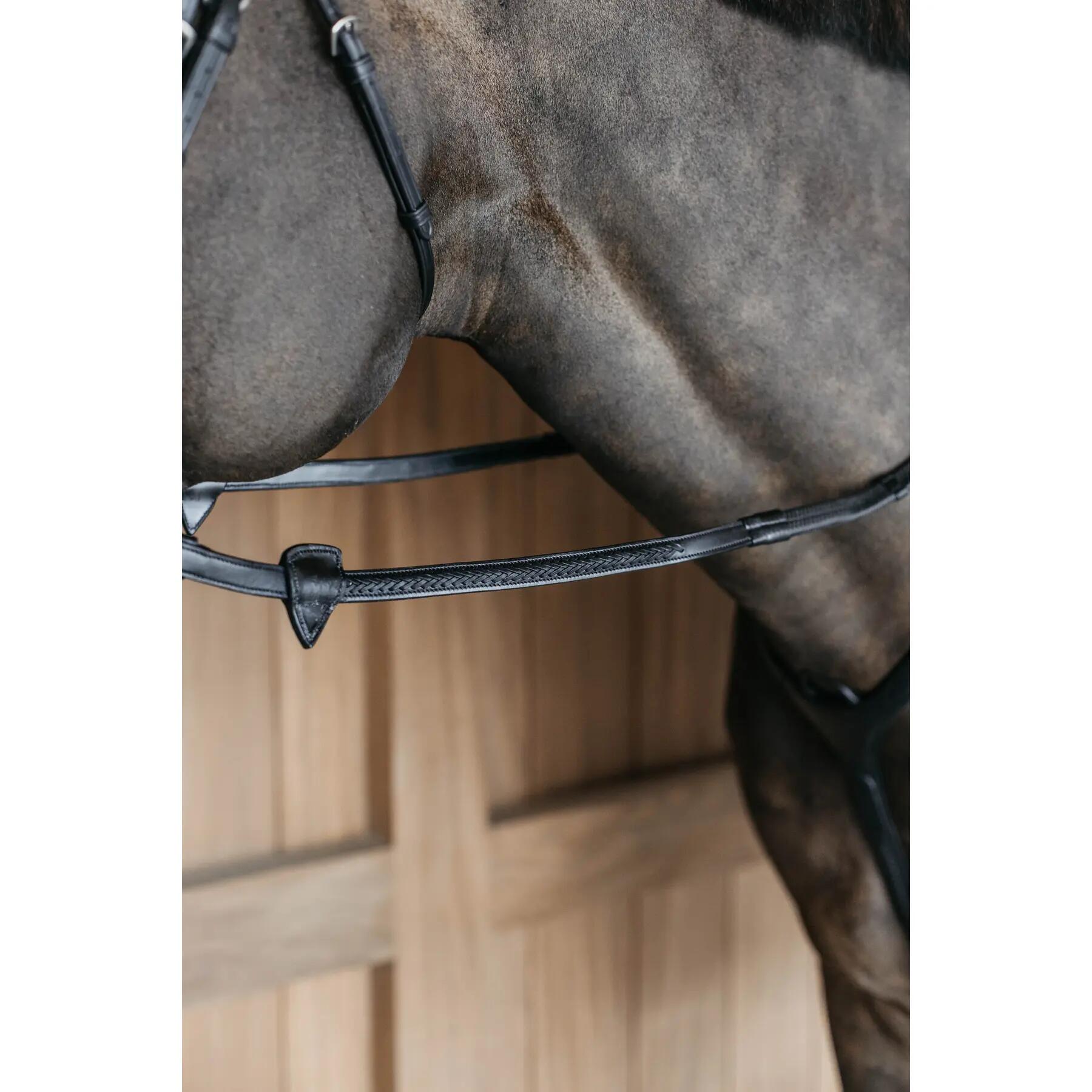 Dyon 1/2 Rubber Teugels Met 7 Leder Stops - Gevlochten Zwart -